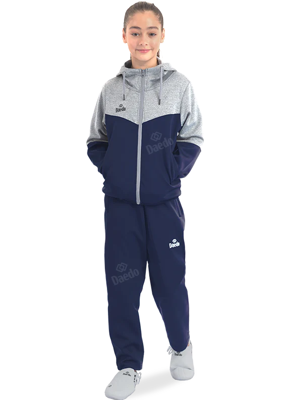 HOODED SWEATSHIRT GREY/NAVY BLUE