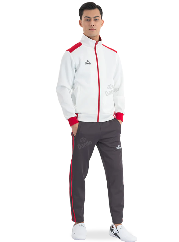 SLIM FIT TRACKSUIT WHITE/RED/GREY